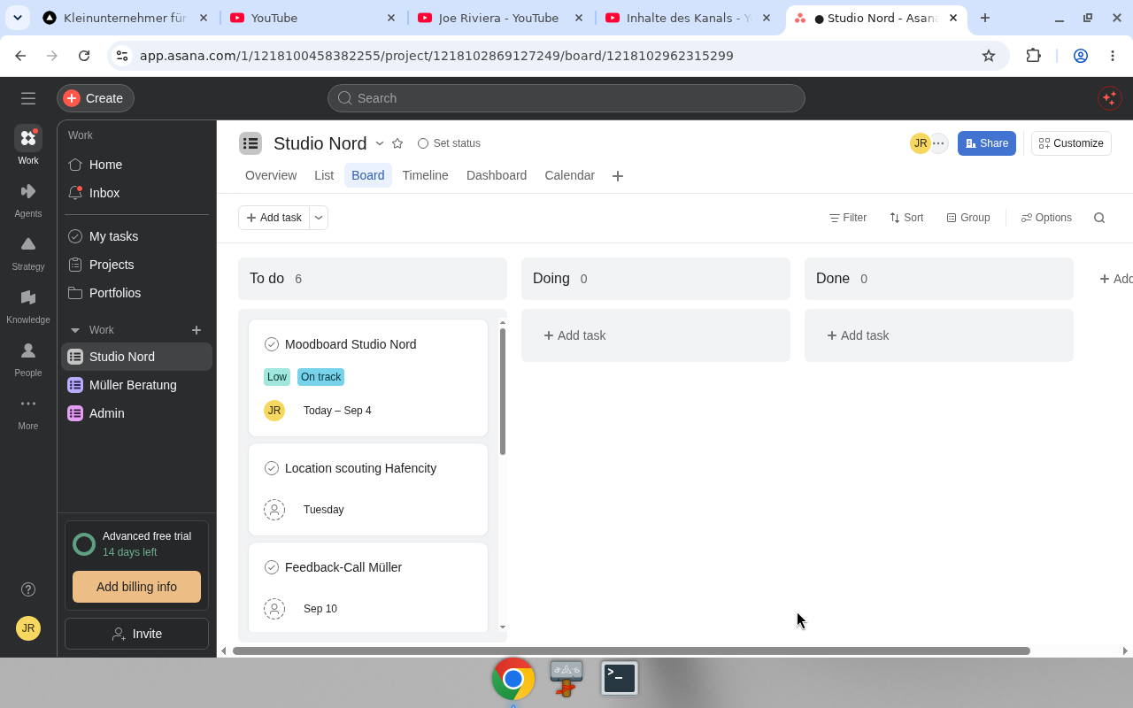 Asana – Board. Real UI from a free/trial account