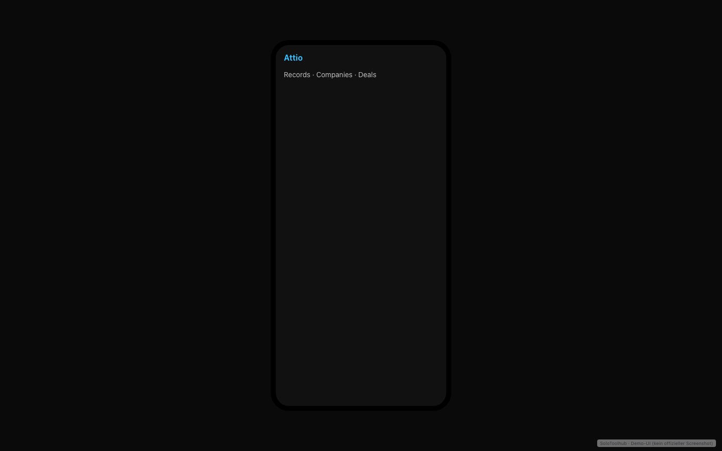 Attio – Mobile (Demo-UI mit Freelancer-Demodaten, kein offizieller Screenshot)