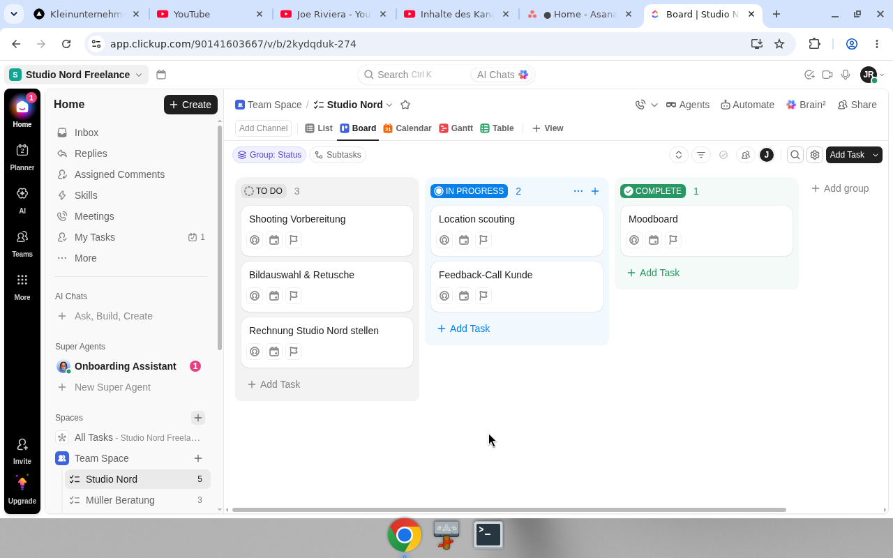 ClickUp – Board. Real UI from a free/trial account