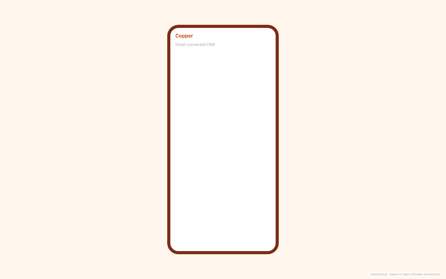 Copper – Mobile (Demo-UI mit Freelancer-Demodaten, kein offizieller Screenshot)