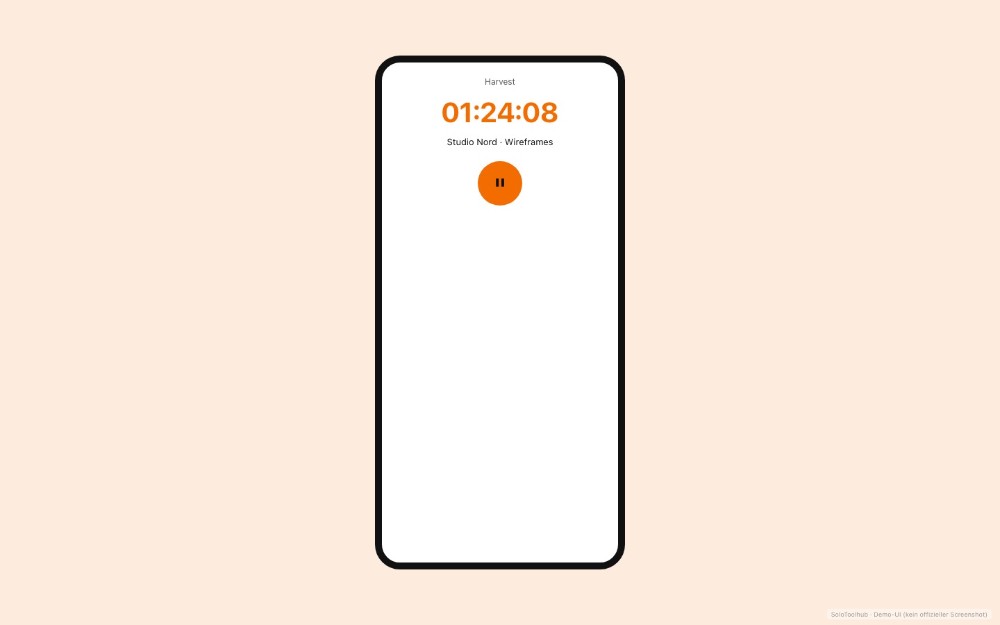 Harvest – Mobile (Demo-UI mit Freelancer-Demodaten, kein offizieller Screenshot)