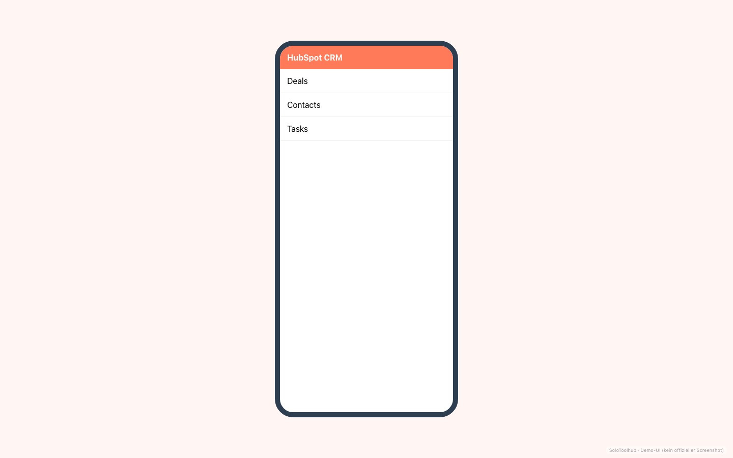 HubSpot CRM – Mobile (Demo-UI mit Freelancer-Demodaten, kein offizieller Screenshot)