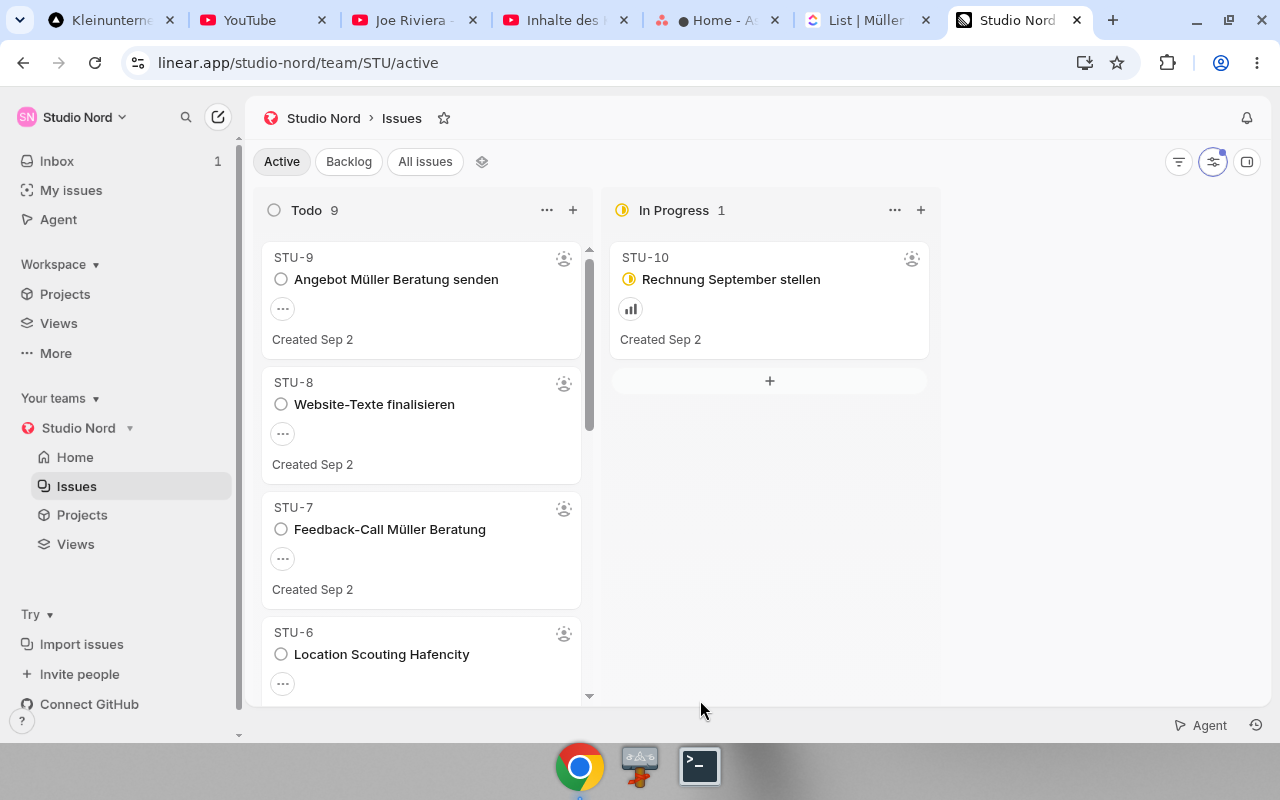 Linear – Board. Real UI from a free/trial account
