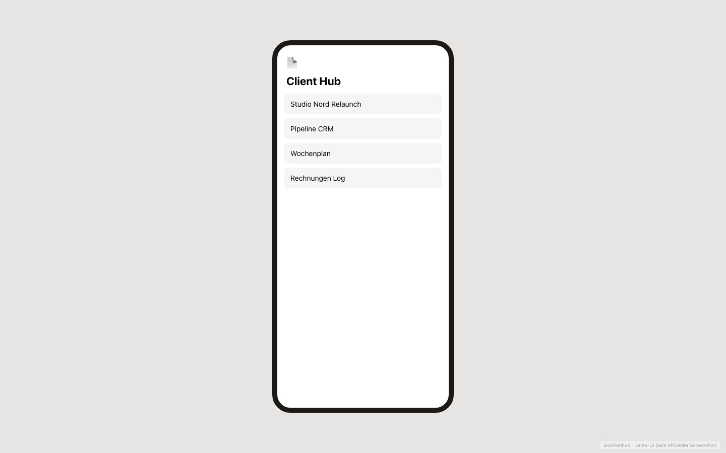 Notion / Tabellen (Light) – Mobile (Demo-UI mit Freelancer-Demodaten, kein offizieller Screenshot)