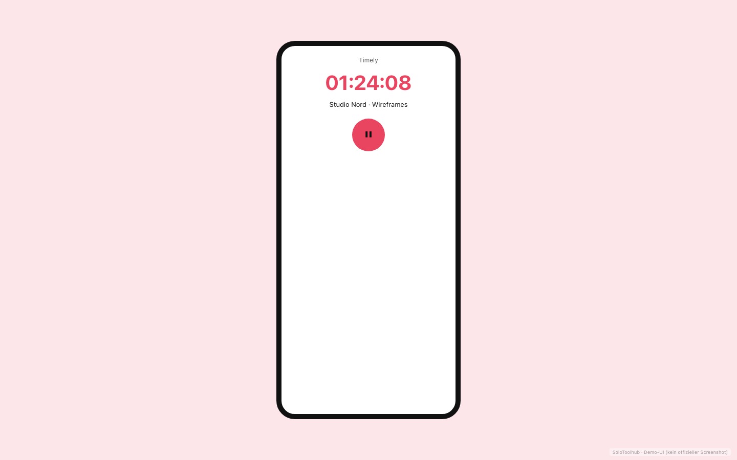 Timely – Mobile (Demo-UI mit Freelancer-Demodaten, kein offizieller Screenshot)