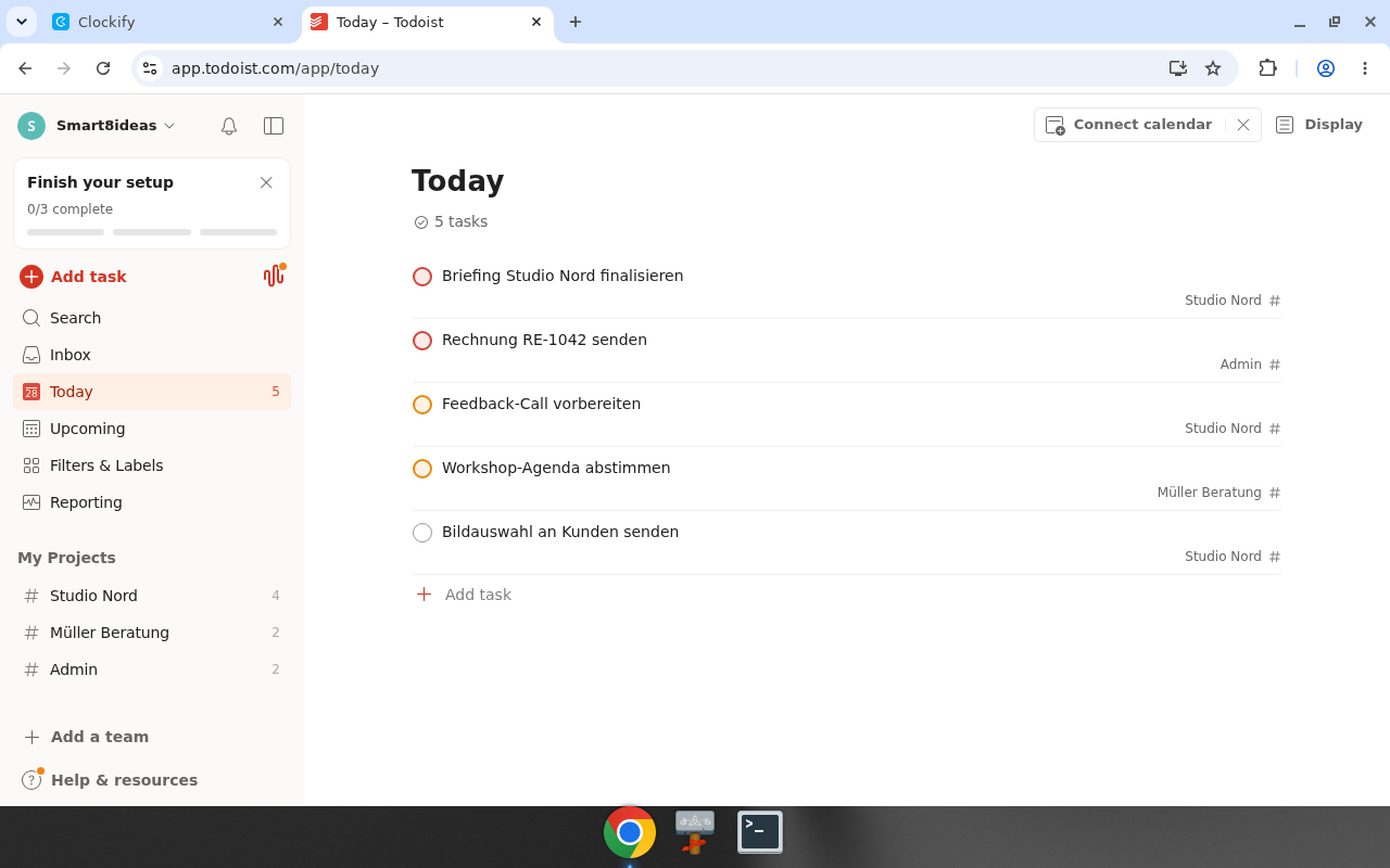 Todoist – Dashboard. Real UI from a free/trial account